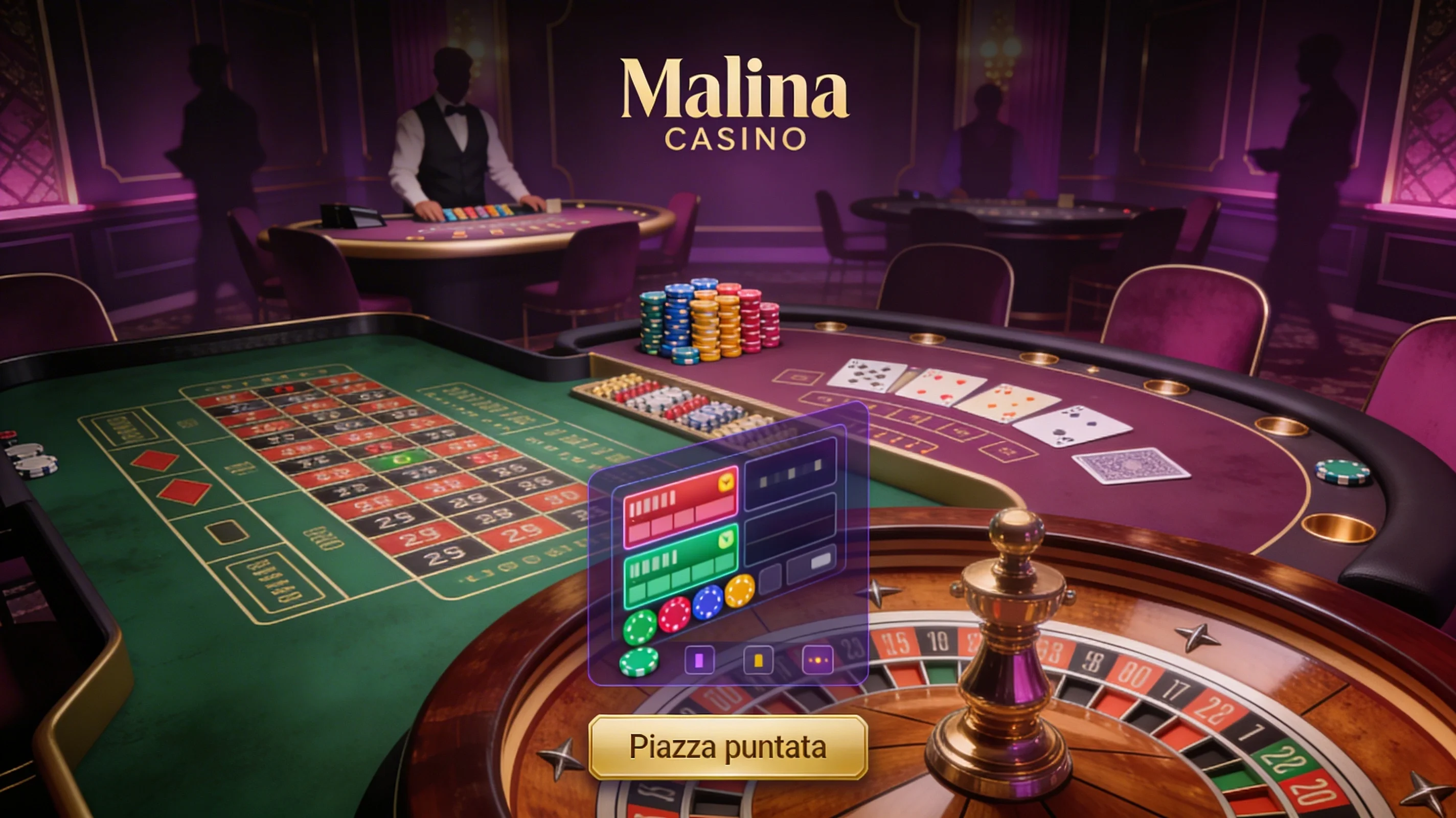 Tavoli live dealer Malina Casino roulette blackjack
